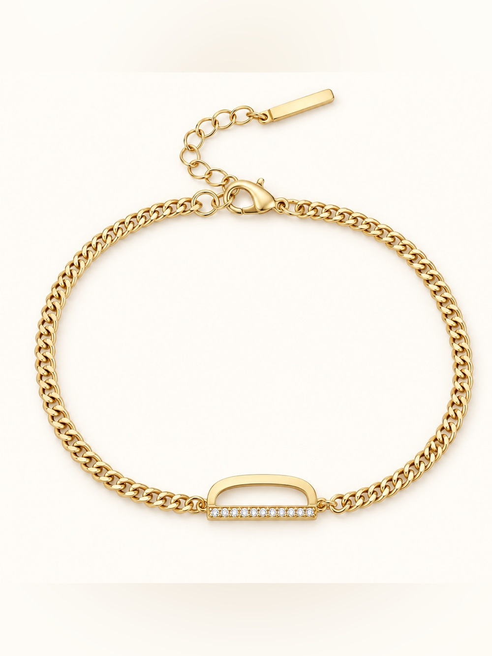 Gold Pavé Bar Chain Bracelet